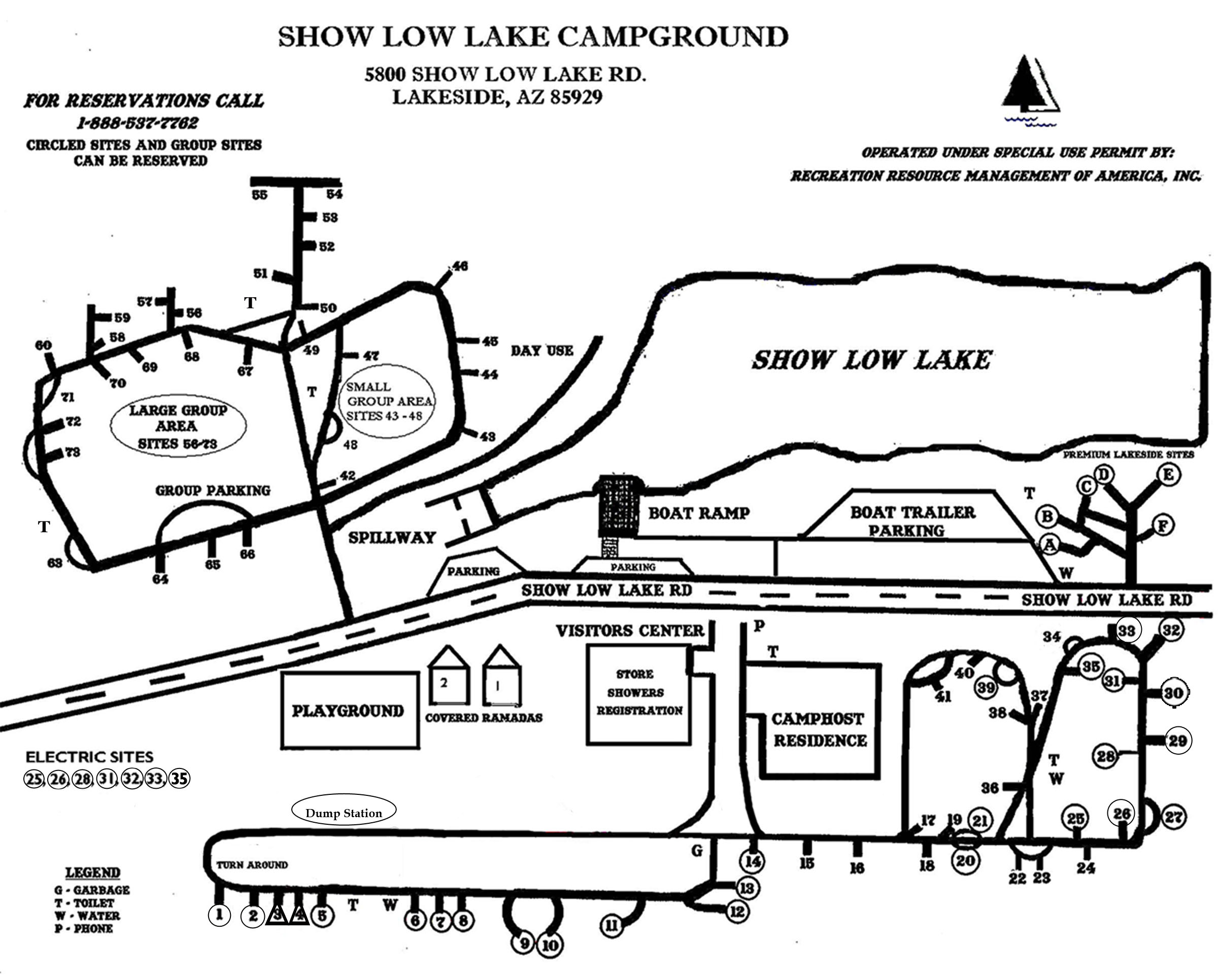 Show Low Lake Campground Site Map